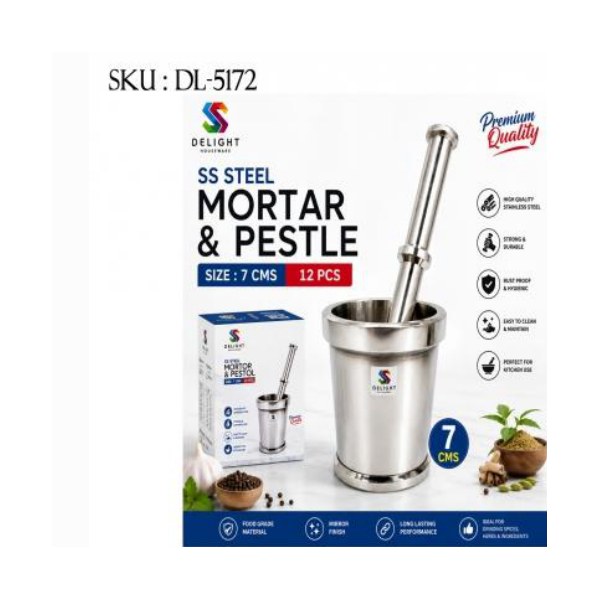 SS Steel Mortar And Pestal - 7cm