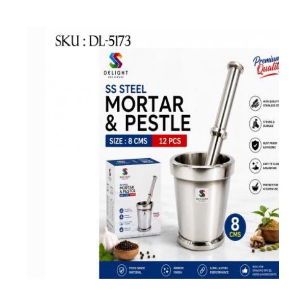 SS Steel Mortar And Pestal - 8cm