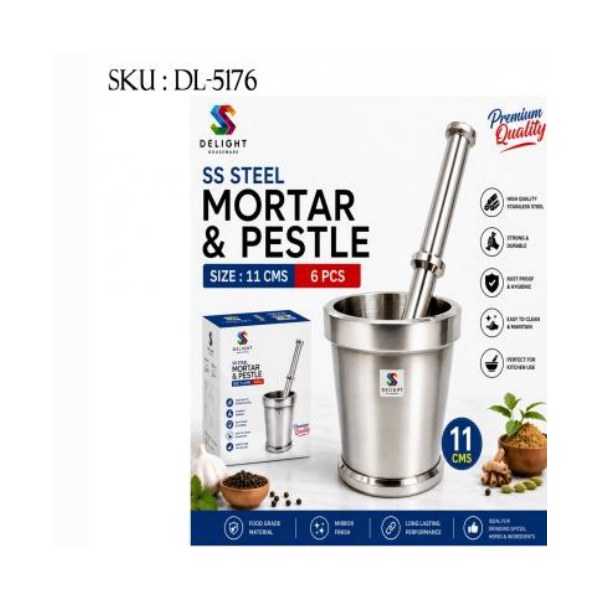 SS Steel Mortar And Pestal - 11cm