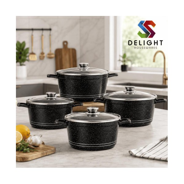Leo 4pc Diecast Stockpot Black  
(20cm-24cm-28cm-32cm)