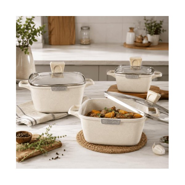 Orient 3pc Square Diecast Set Cream
 (20cm -24cm-28cm)