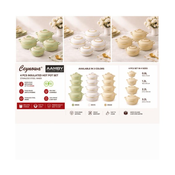 Aamby 4pcs Hotpot Set (800, 1200, 2200, 3200ml)