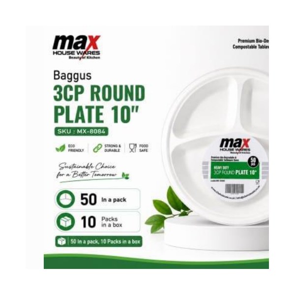 Baggus 10" Round 3 Cp Plate (50 In A Pack)