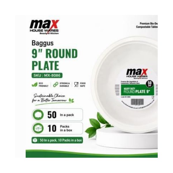 Baggus 9" Plate (50 In A Pack)