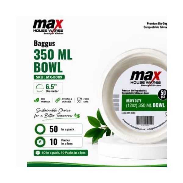 Baggus 350ml Bowl (50 In A Pack)