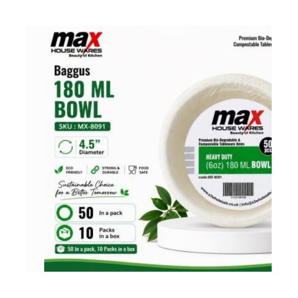 Baggus 180ml Bowl (50 In A Pack)