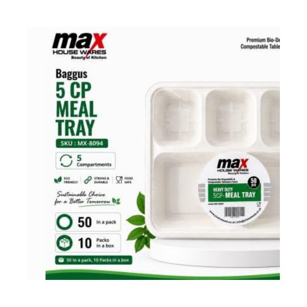 Baggus 5 Cp Meal Tray (50 In A Pack)