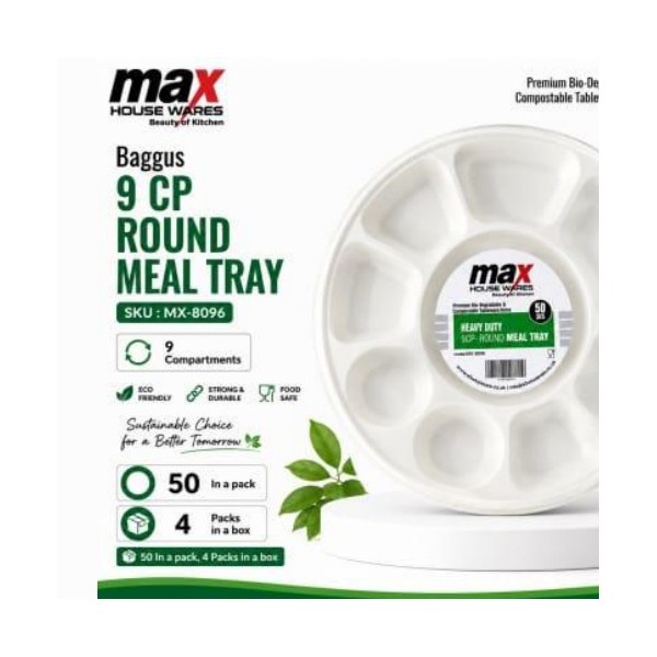 Baggus 9 Cp Meal Tray (50 In A Pack)