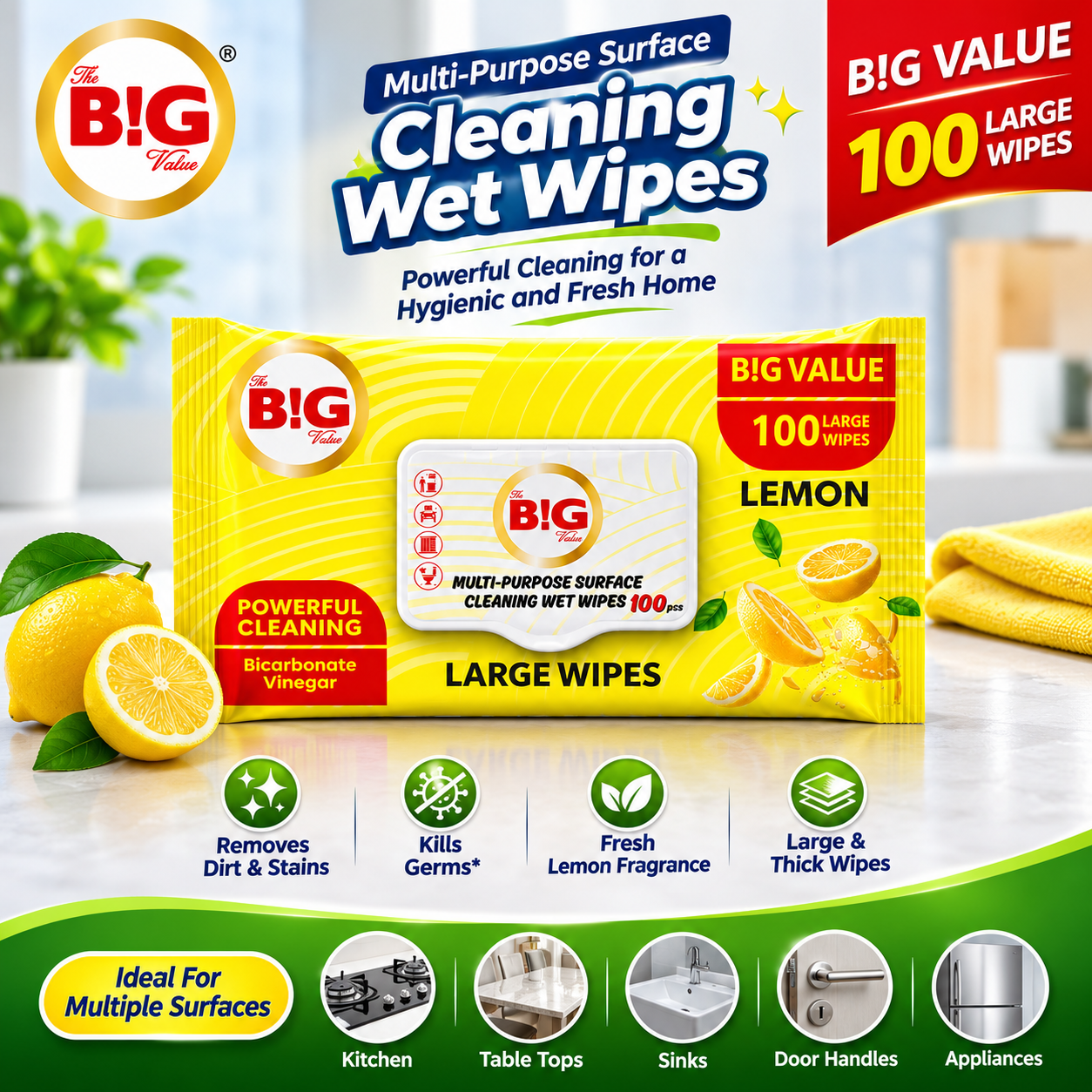 JUMBO WIPES - 100PCS IN A PACK (12PACKS IN A CARTOON) thumbnail 3