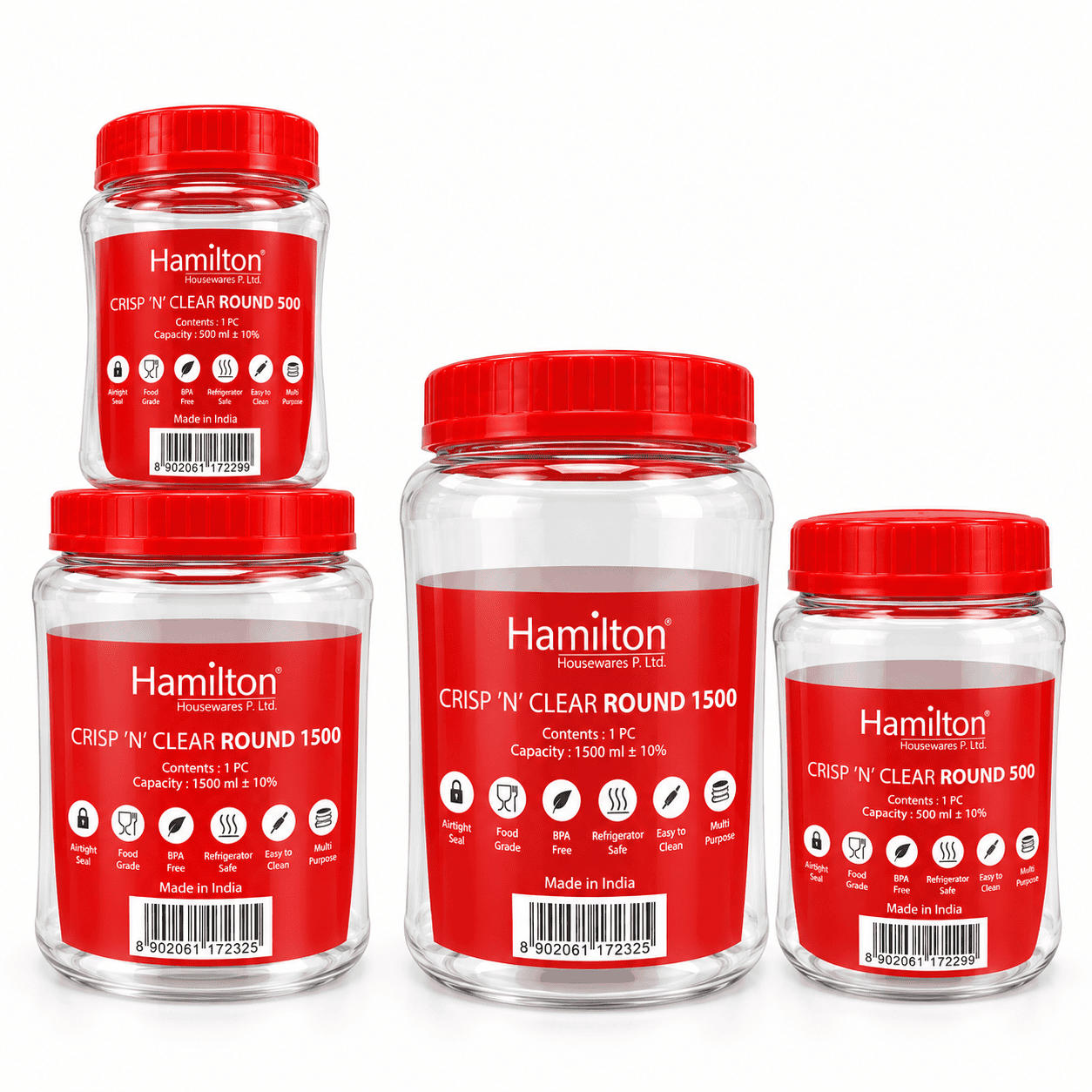 ROUND PET JAR TWIN PACK 500/1500ML
