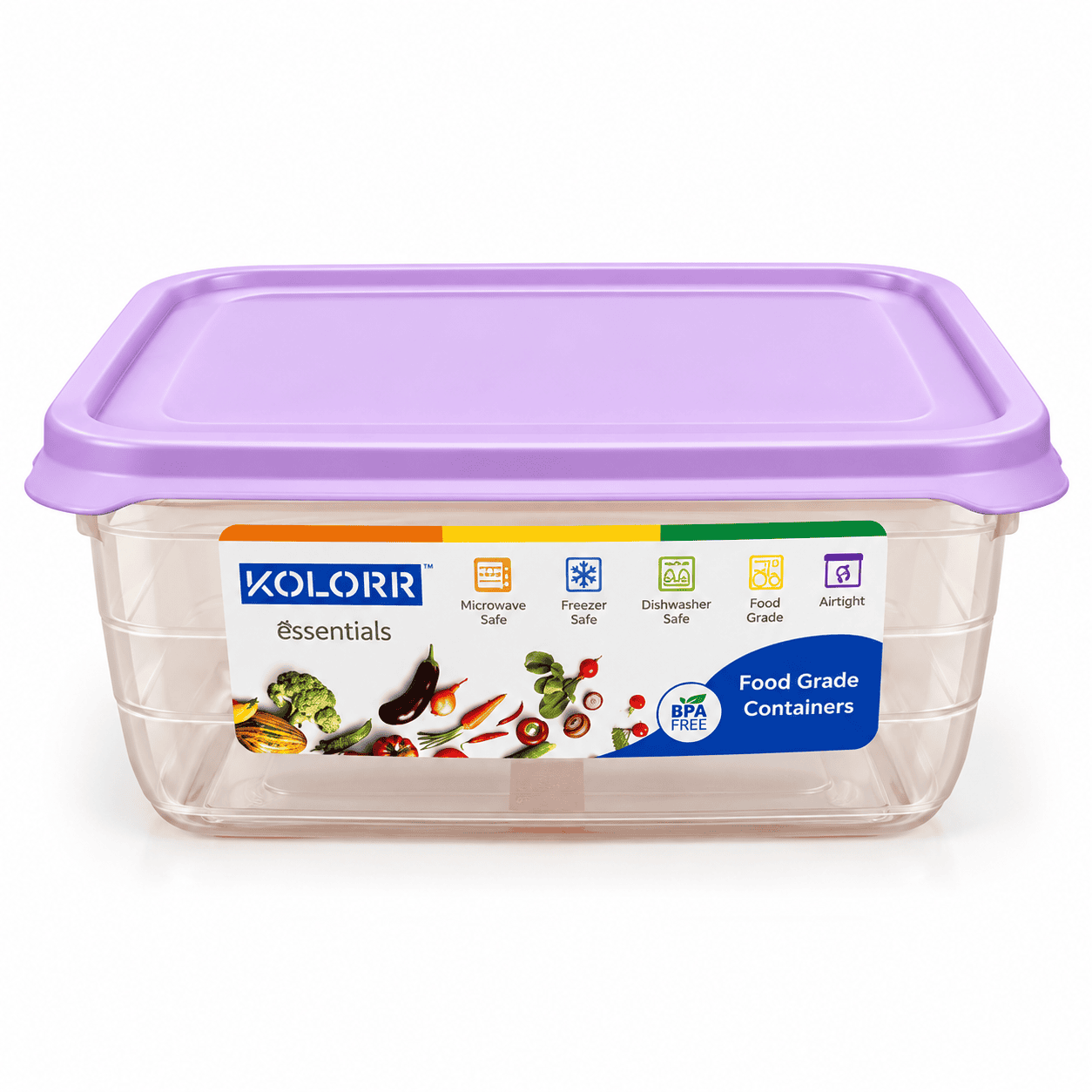 2000ML SQUARE FOOD CONTAINER *ASSORTED COLOUR LIDS*