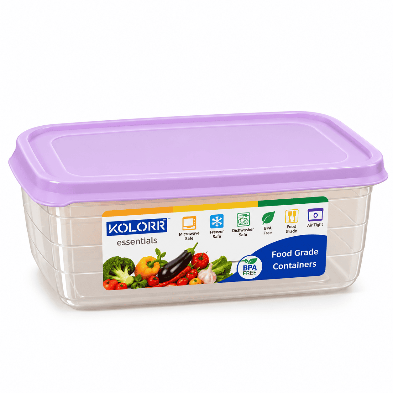 4500ML RECTANGLE FOOD CONTAINER *ASSORTED COLOUR LIDS*
