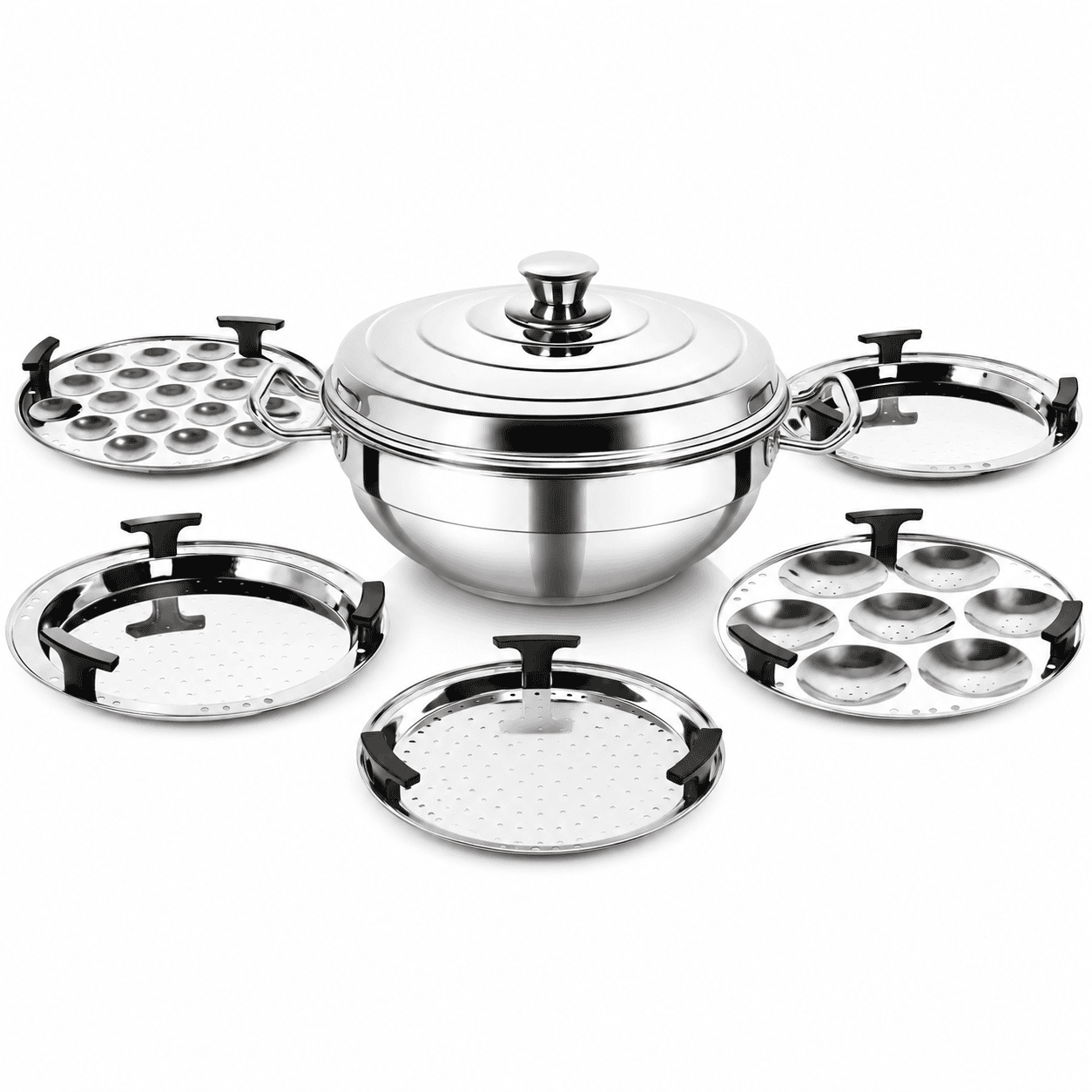 Stainless Steel Multi Purpose Kadhai with steel Lid - 28cm