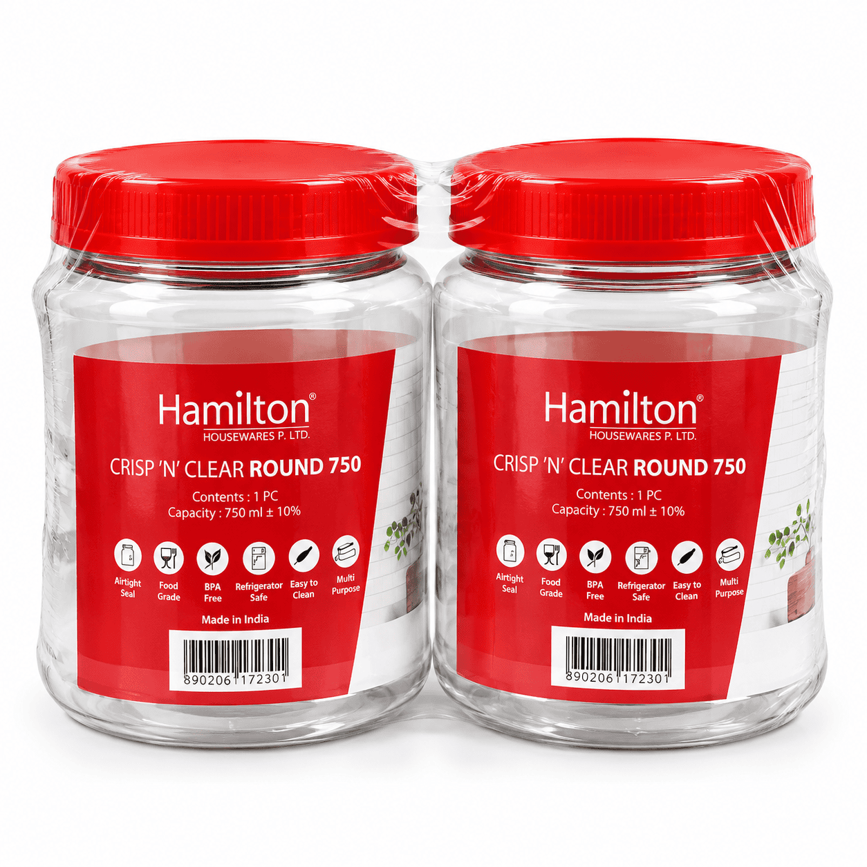 ROUND PET JAR 750ML PACK OF 2