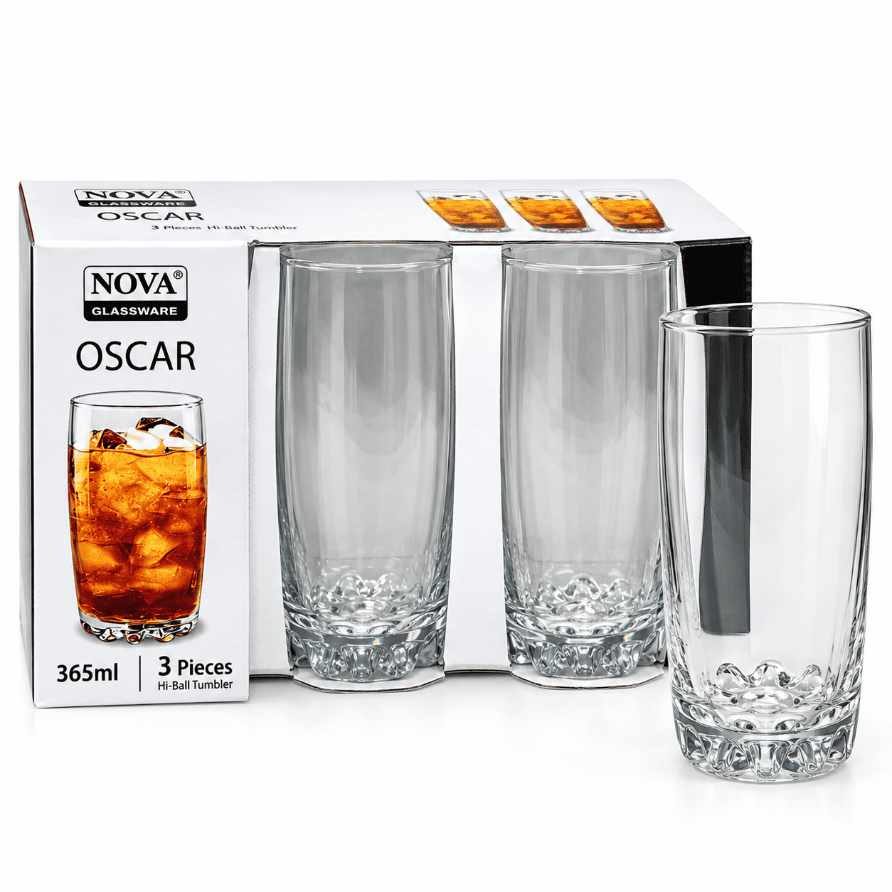 OSCAR 3PCS GLASS TUMBLERS  - 365ML