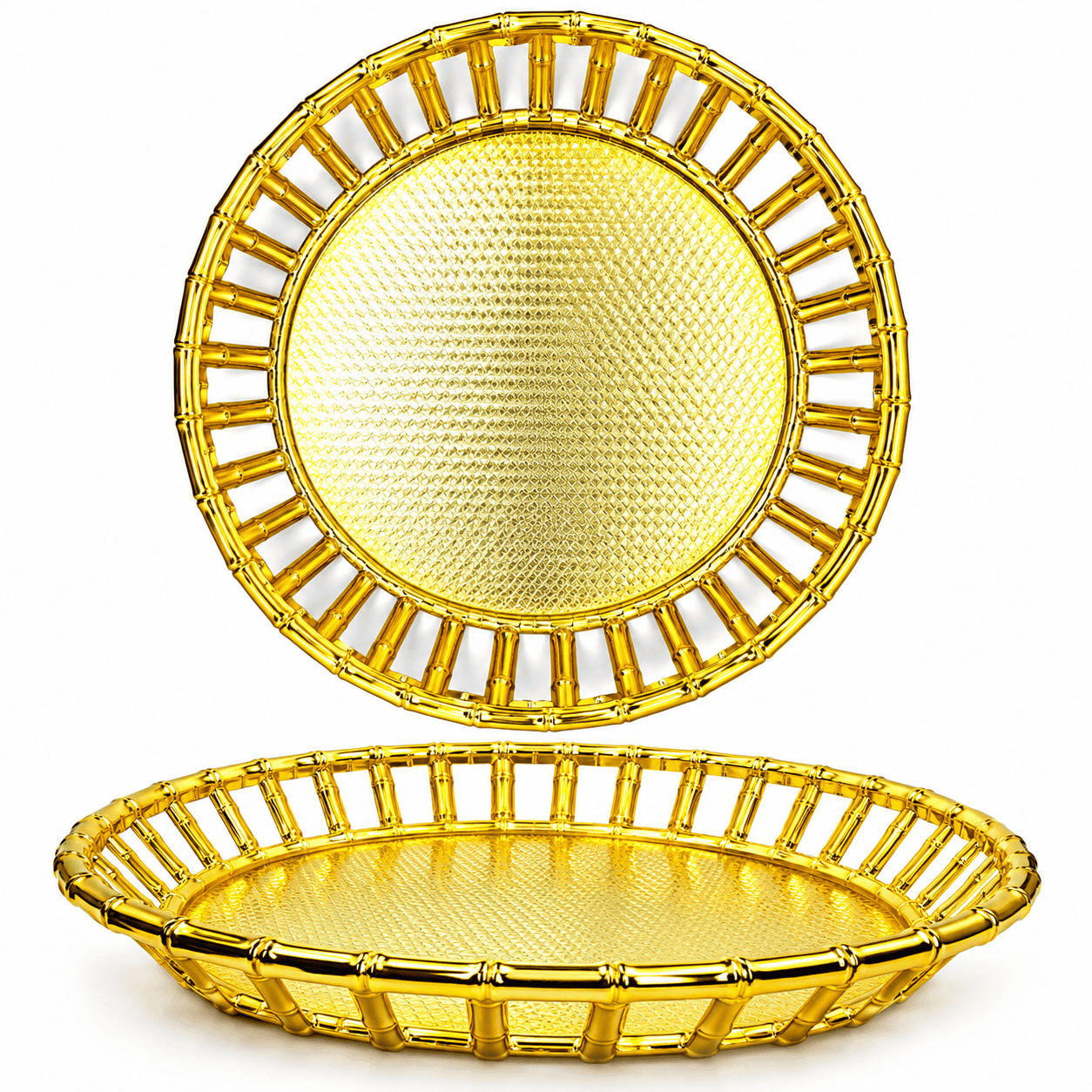 GOLDEN ROUND TRAY 45CMS