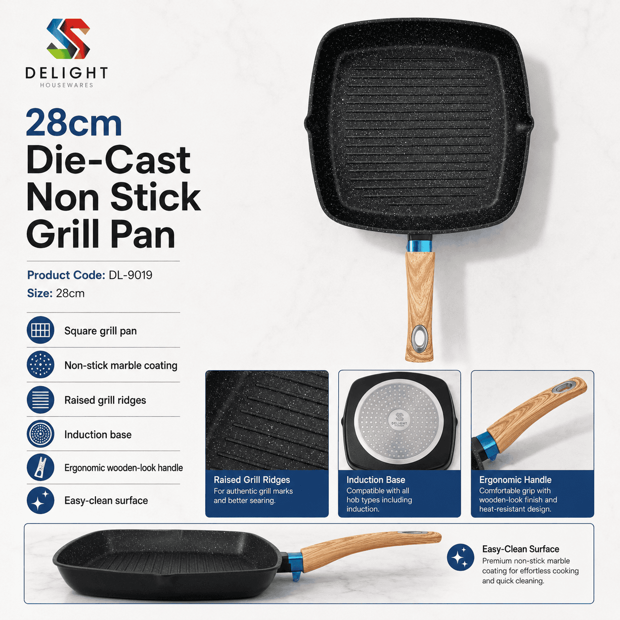 Non-Stick Square Grill Pan 28cm thumbnail 2