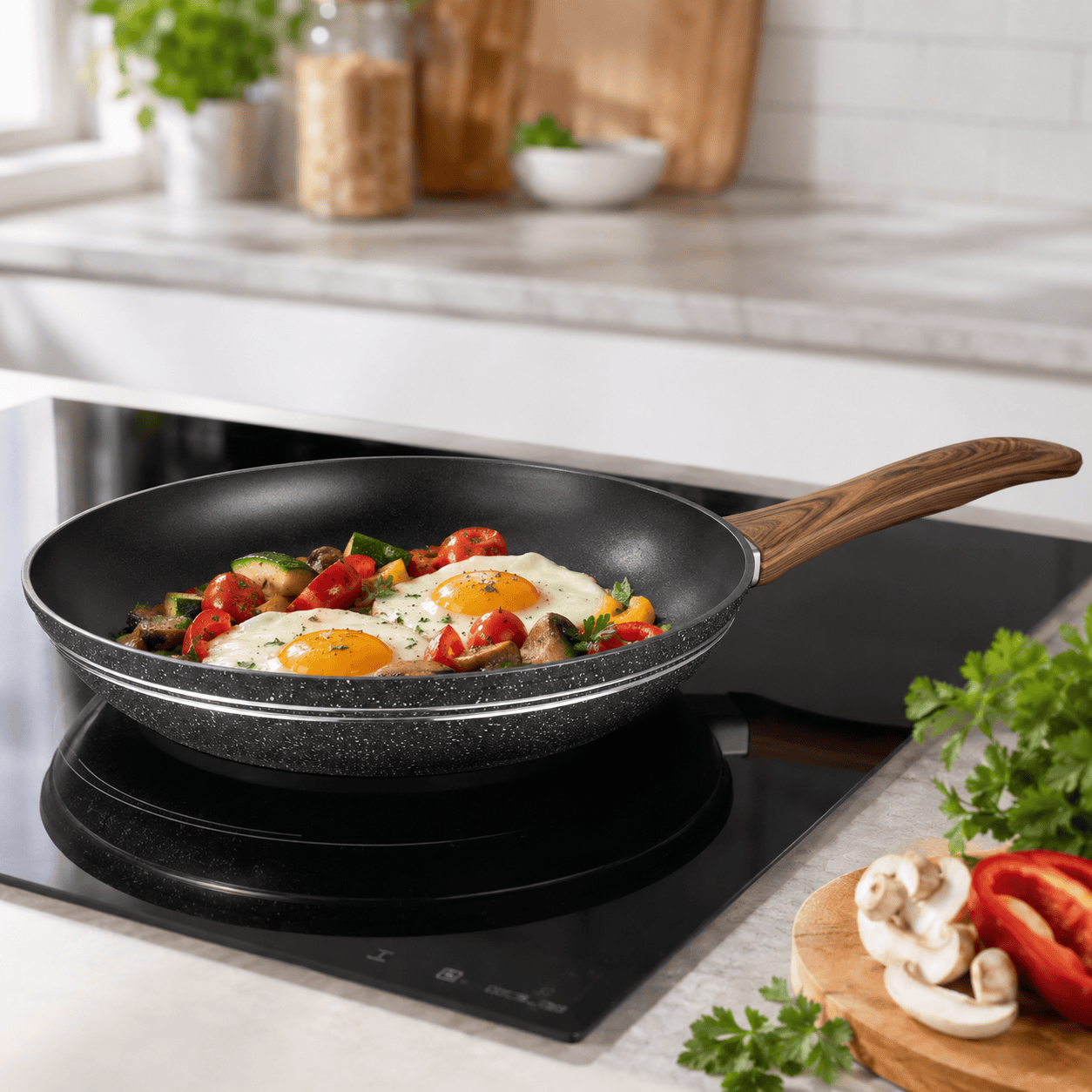 Die-cast Frying pan 28cm Wooden Effect Handle thumbnail 3