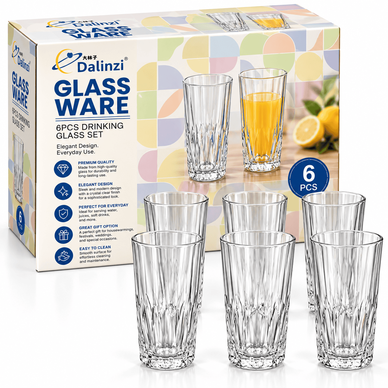 6 pcs drinking glass set