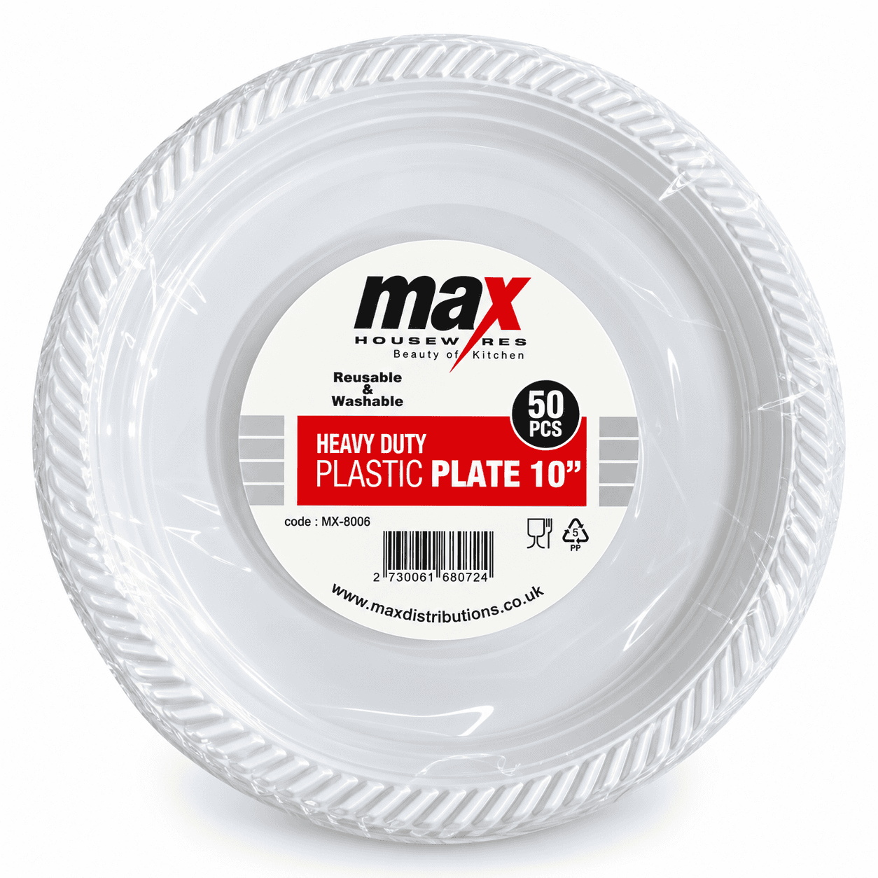Disposable White Plate Pk50 Heavy Duty