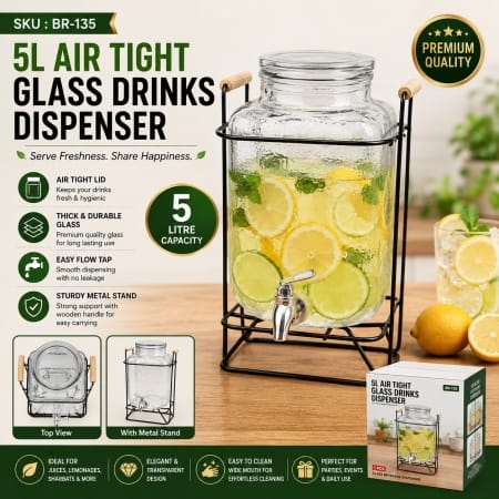 Glass Drink Dispenser 5L thumbnail 2
