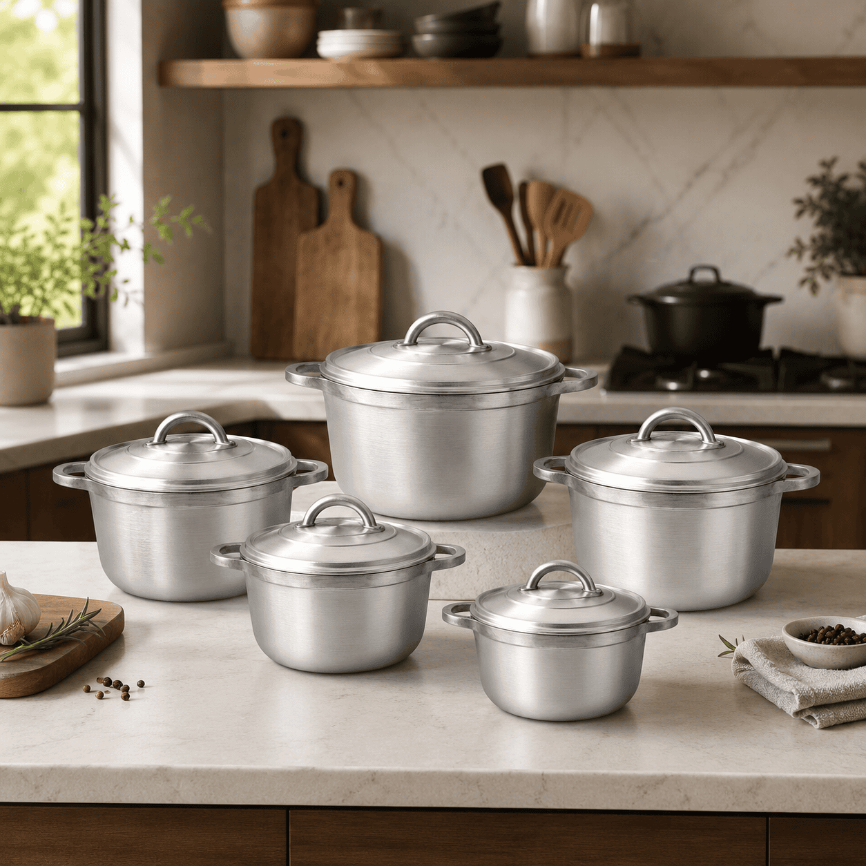 5pc Aluminium Dutch Pot set 
(20cm-22cm-24cm-26cm-28cm) thumbnail 2