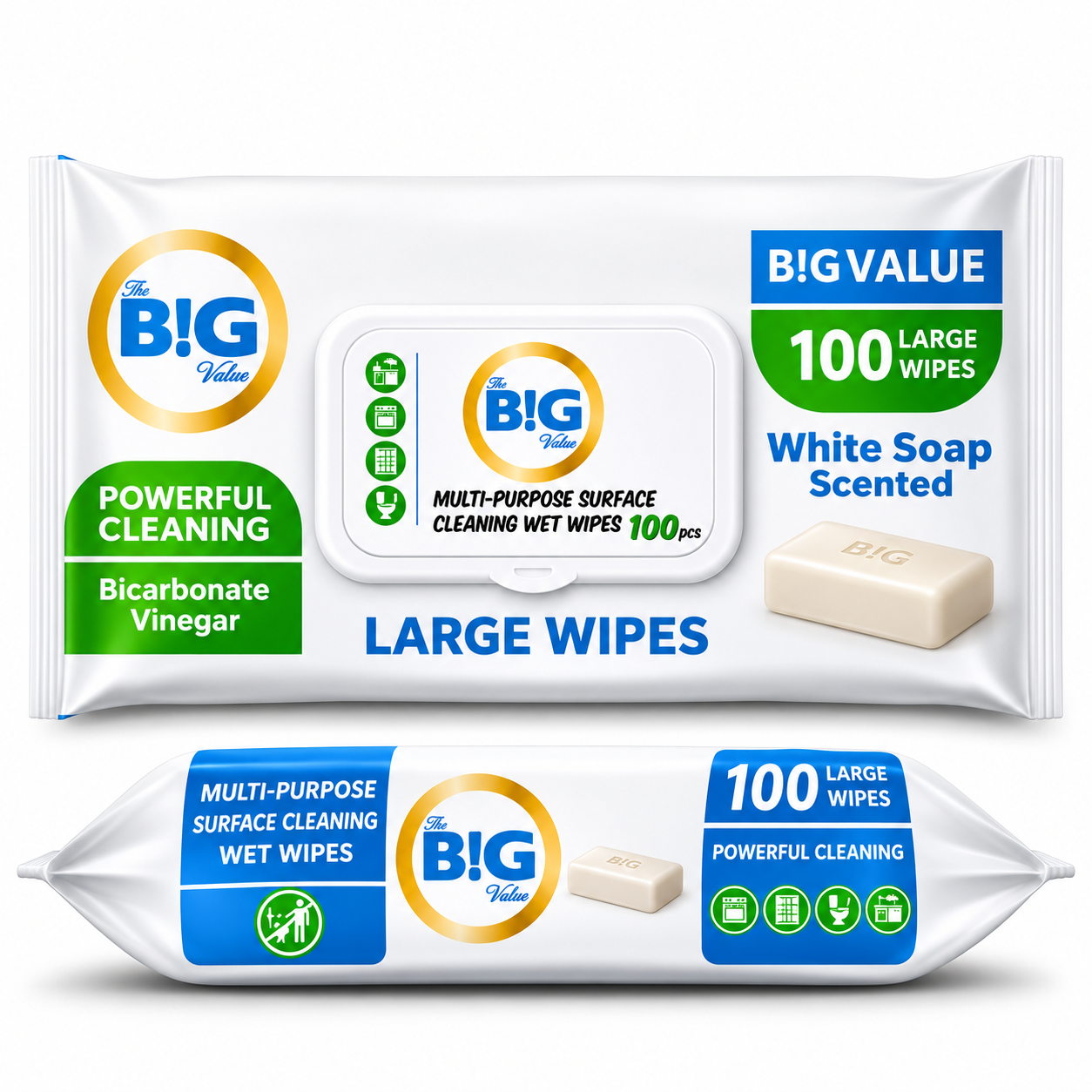 JUMBO WIPES - 100PCS IN A PACK (12PACKS IN A CARTOON) thumbnail 2