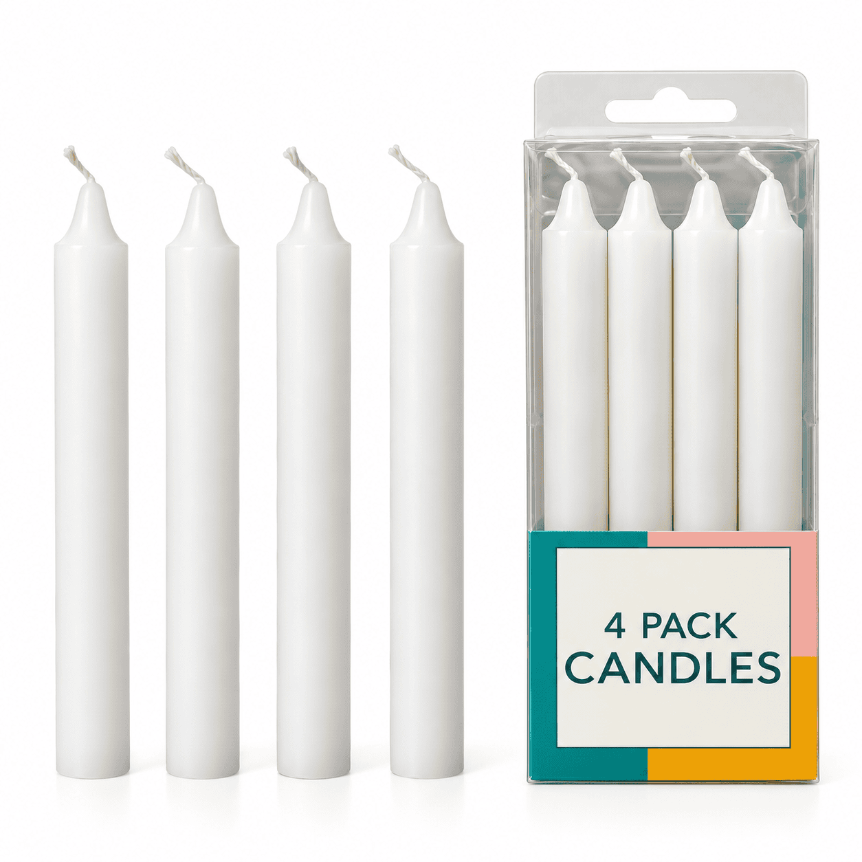 Candles - white (4 in a pack) 15cm