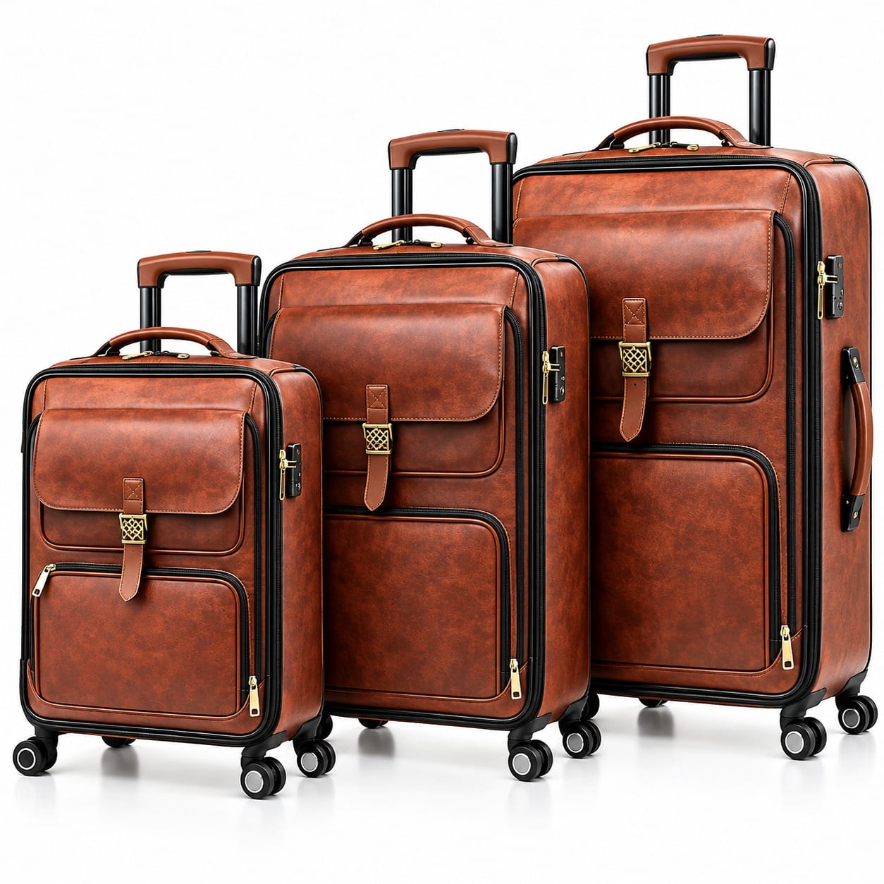 LEATHER LUGGAGE SET OF 3 - 20,24,28 inch