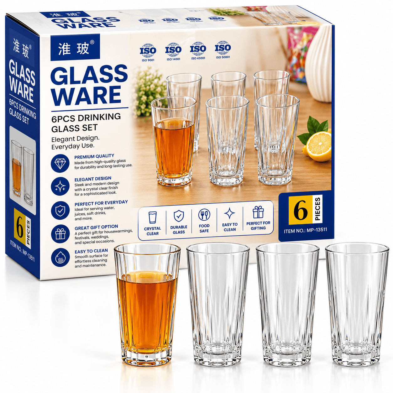 6 pcs drinking glass set