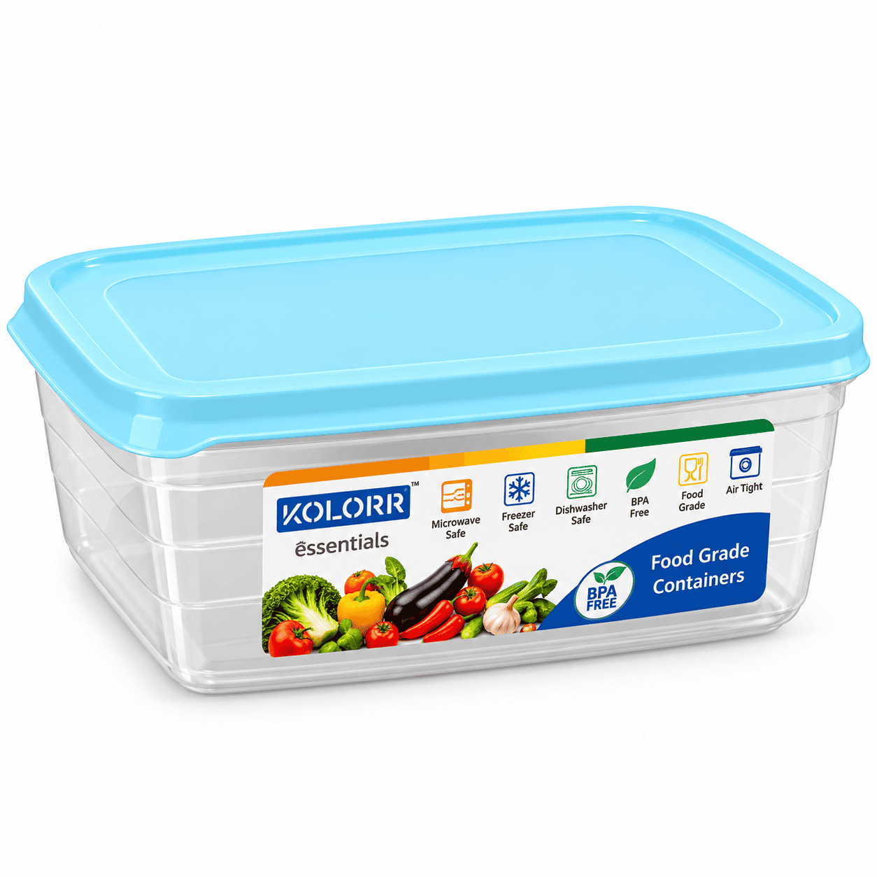 2000ML RECTANGLE FOOD CONTAINER *ASSORTED COLOUR LIDS*