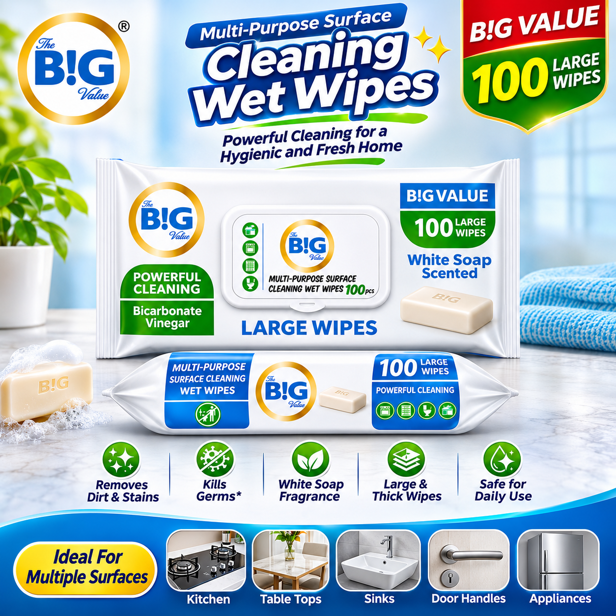 JUMBO WIPES - 100PCS IN A PACK (12PACKS IN A CARTOON)
