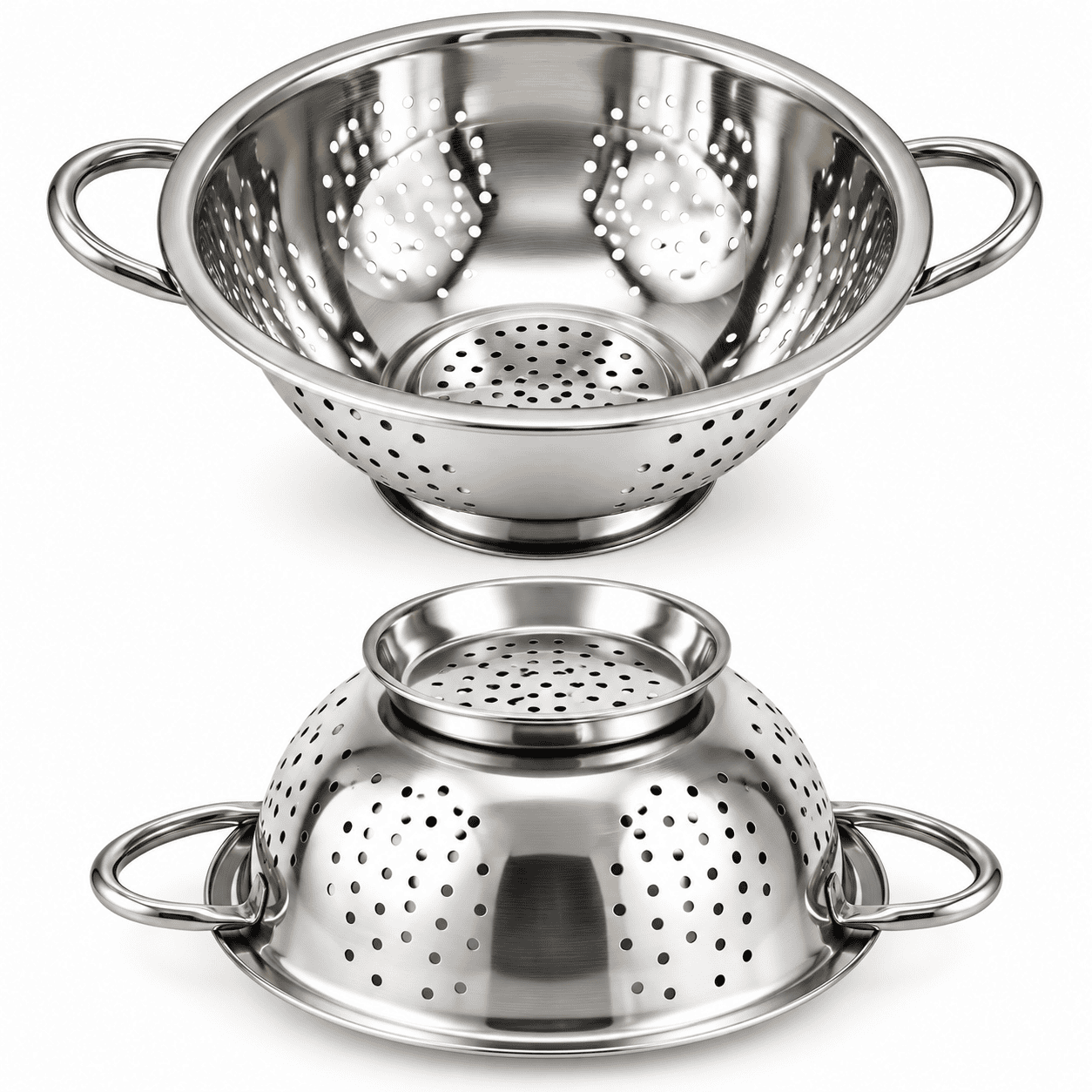 DEEP COLANDER WITH HANDLE AND STAND - 24CM