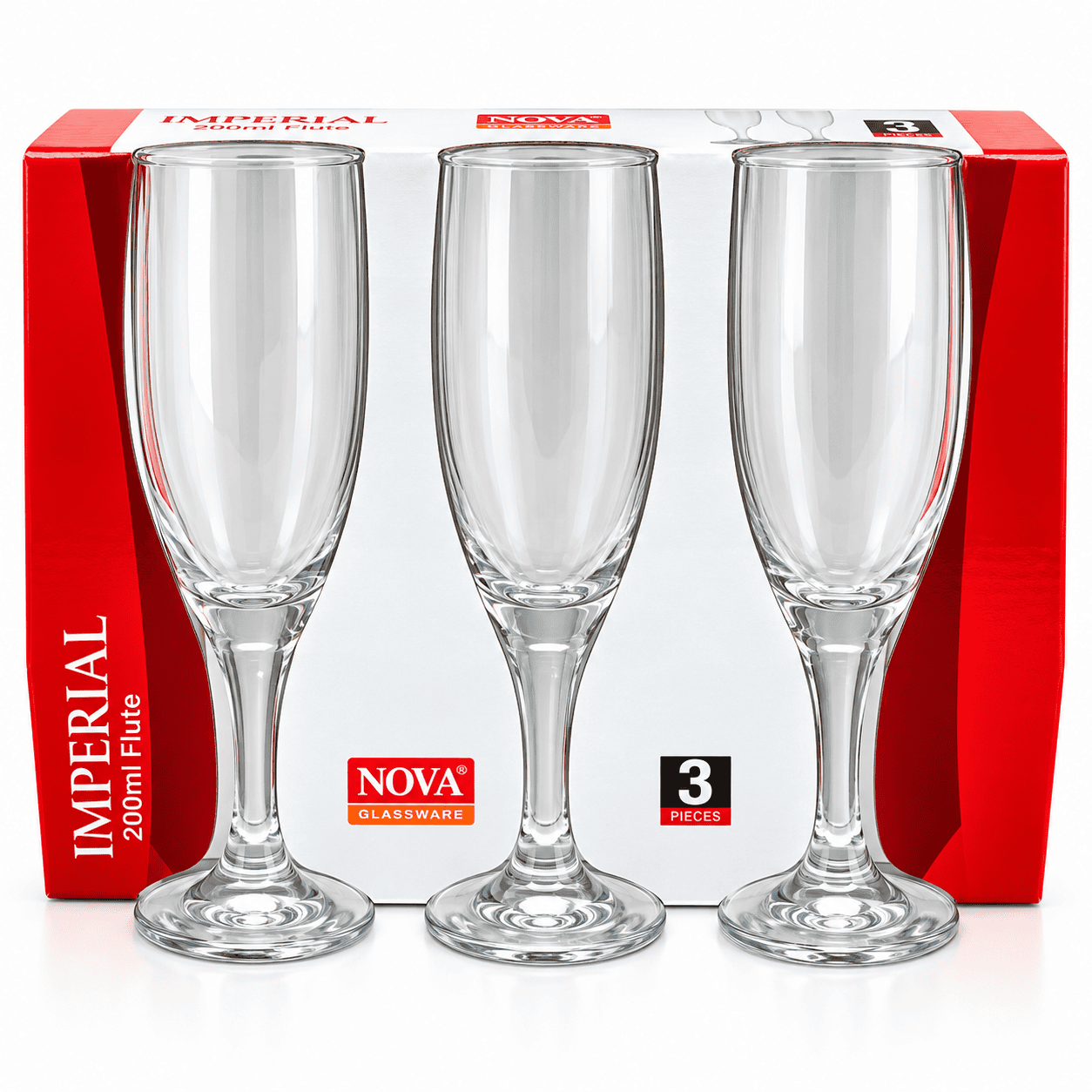 IMPERIAL GLASS FLUTE 3PCS - 200ML