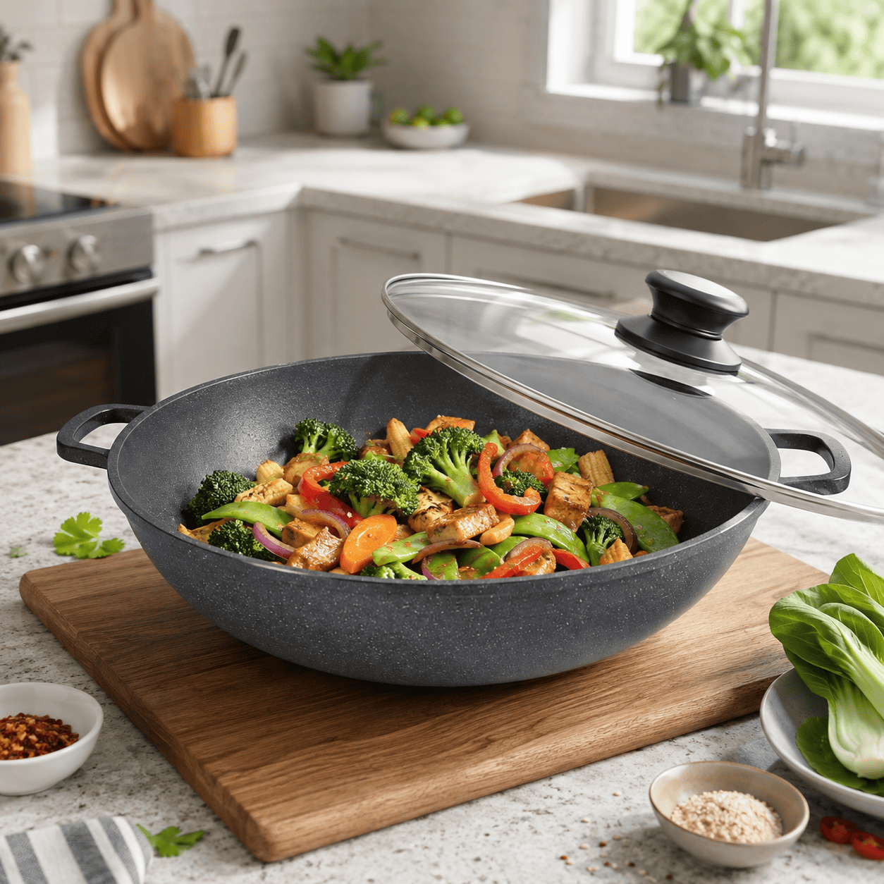 Nova Diecast Non-Stick Wok Grey  40cm thumbnail 3
