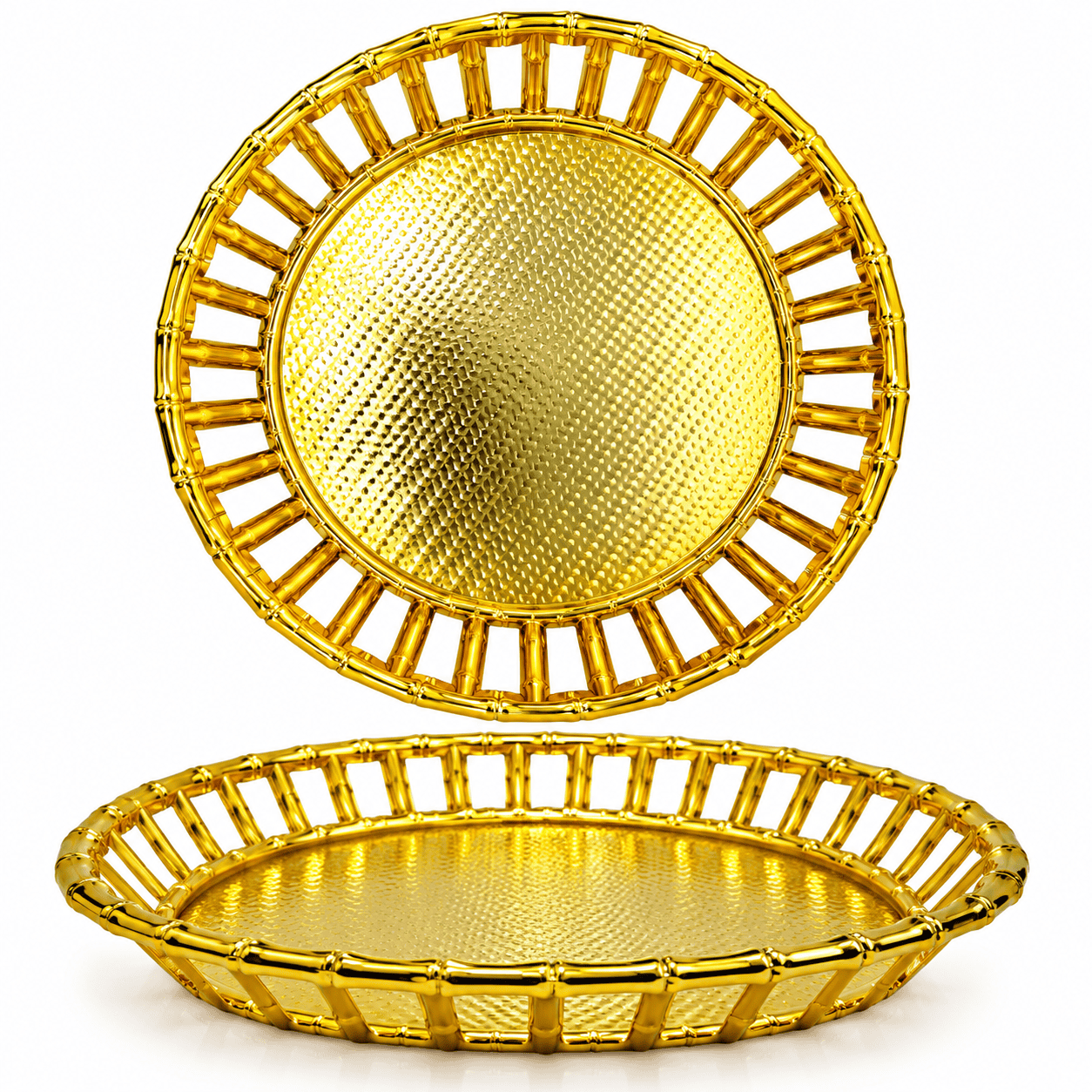 GOLDEN ROUND TRAY 38CMS
