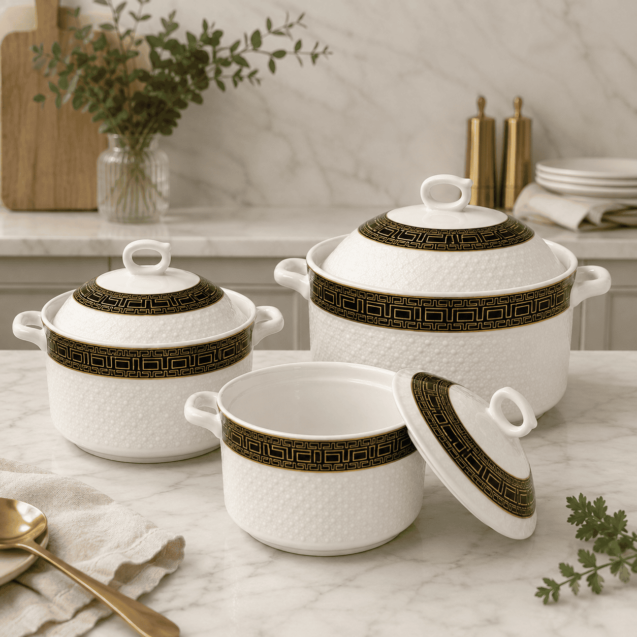 3pc Ceramic Soup Pot Set (1.5L / 2L / 2.5L) thumbnail 3