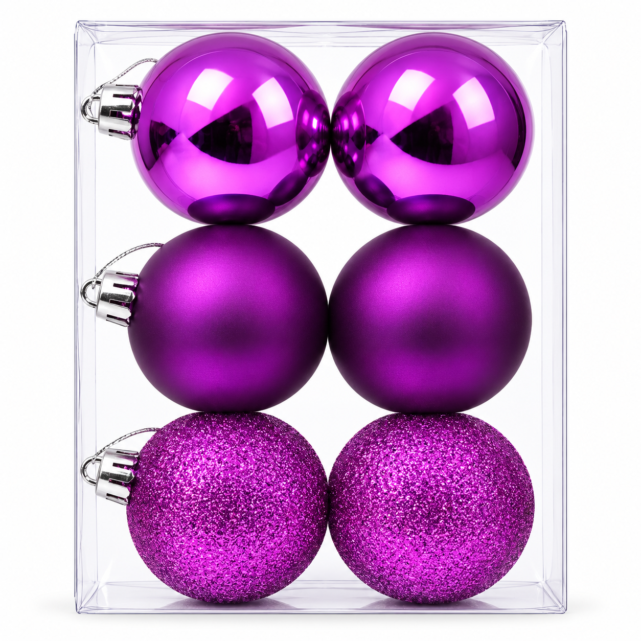 10CM CHRISTMAS DECORATION BABUBLE'S - PACK OF 6 (PURPLE)
