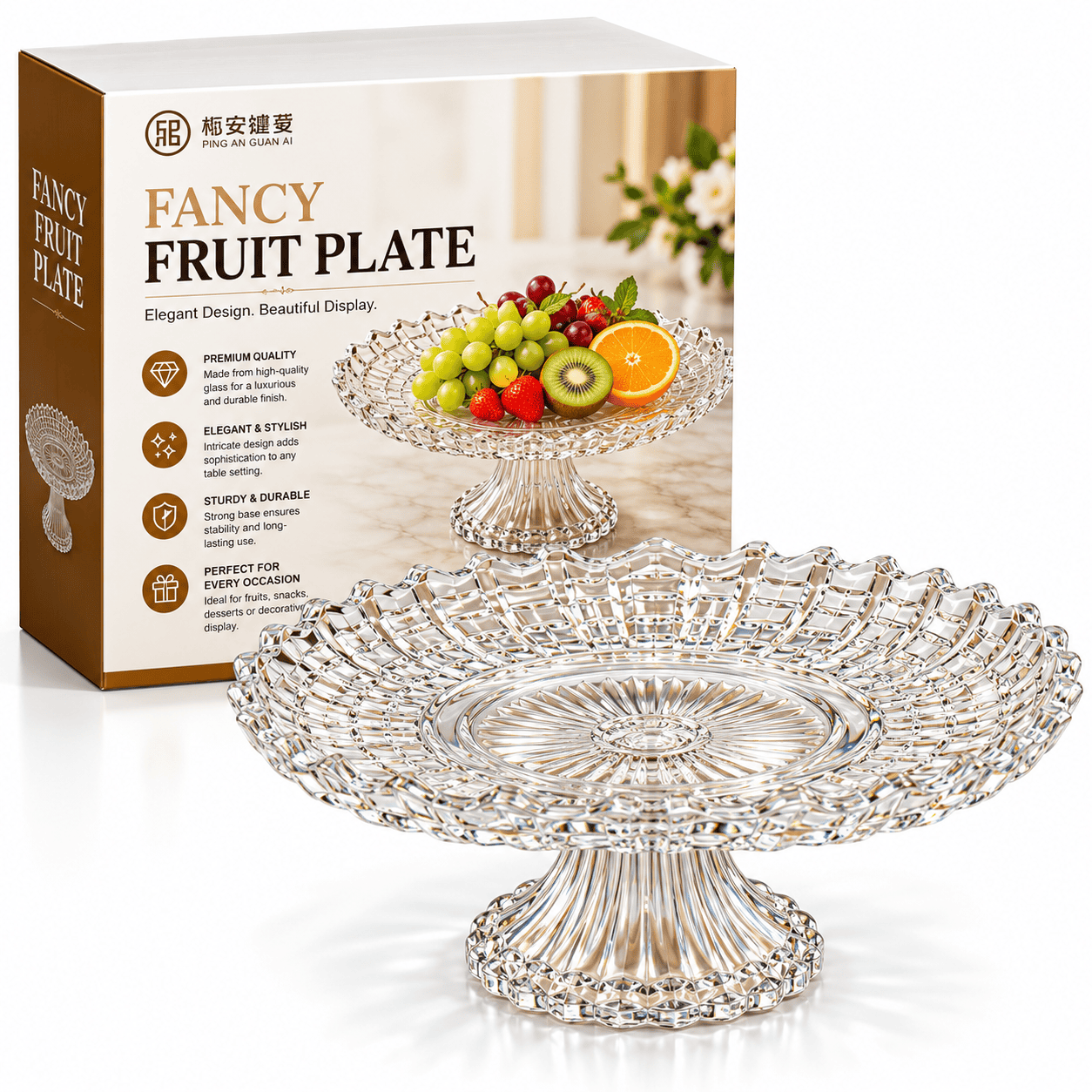 Fancy fruit Bowl - Clear - Glass