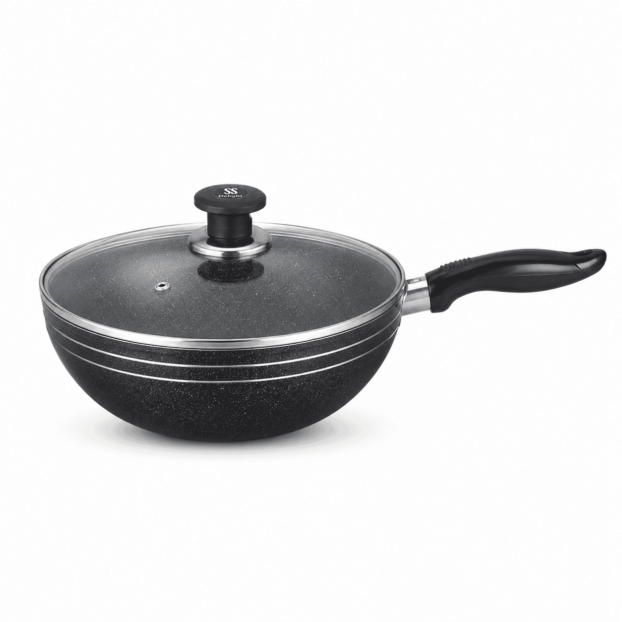 Long Handle  Non-Stick Wok with Lid 24cm