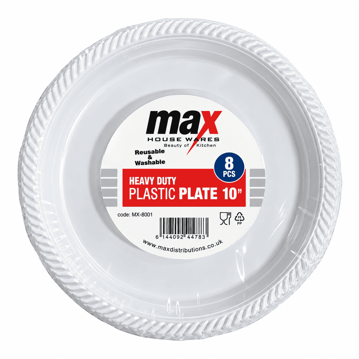 Disposable White Plate 10Inch 8Pk