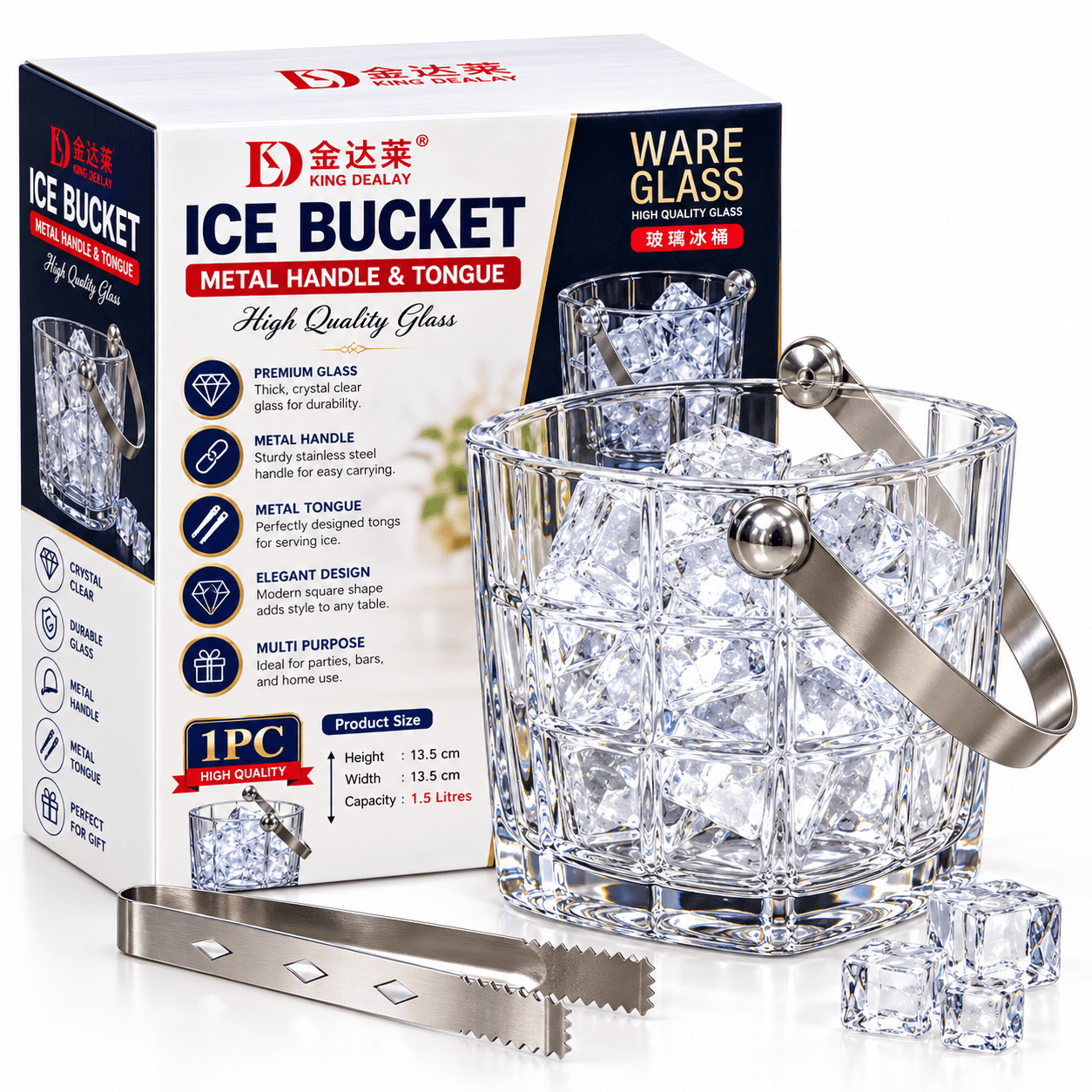 Ice Bucket with Metal handle & Tongue *16*