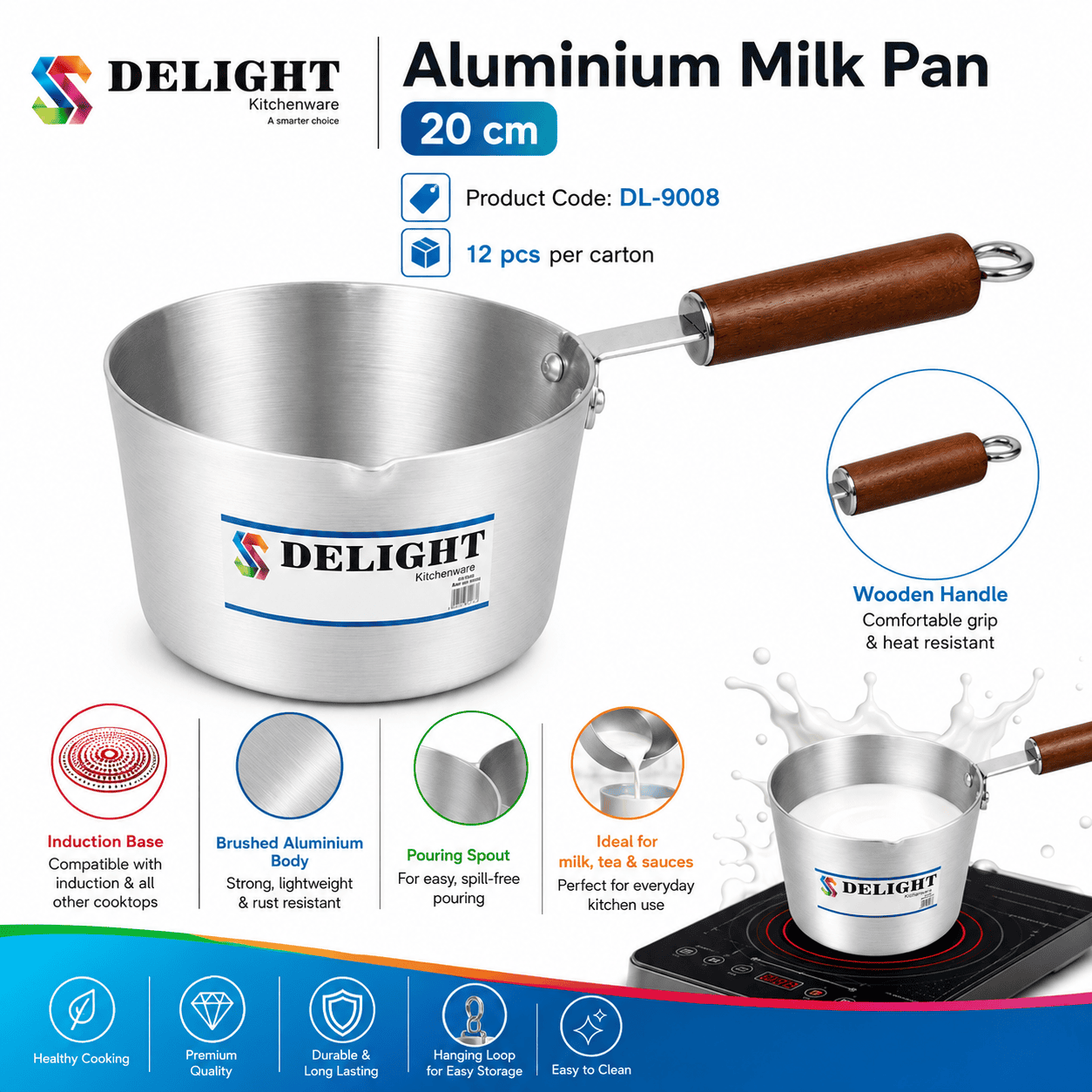 Aluminium Milk Pan - 20 cm thumbnail 2