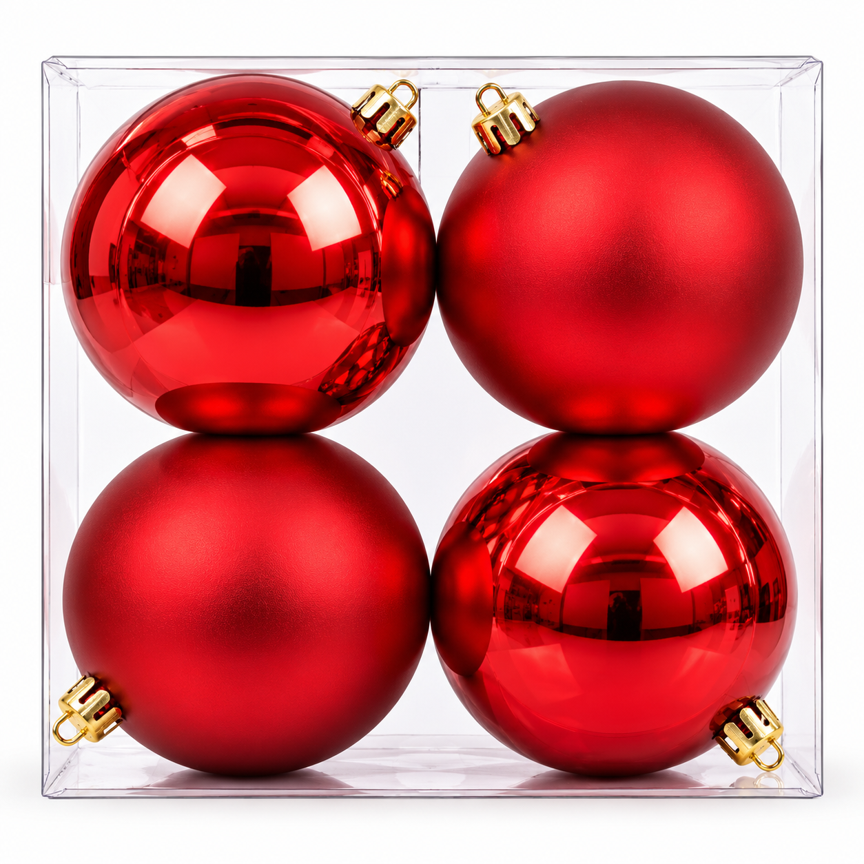 12CM CHRISTMAS DECORATION BABUBLE'S - PACK OF 4 (RED)