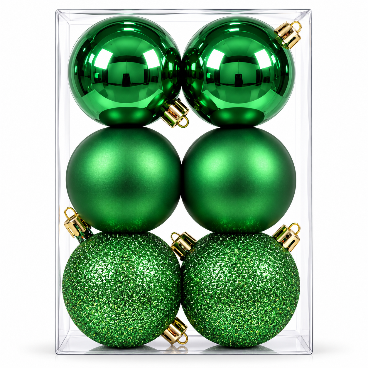 10CM CHRISTMAS DECORATION BABUBLE'S - PACK OF 6 (GREEN)