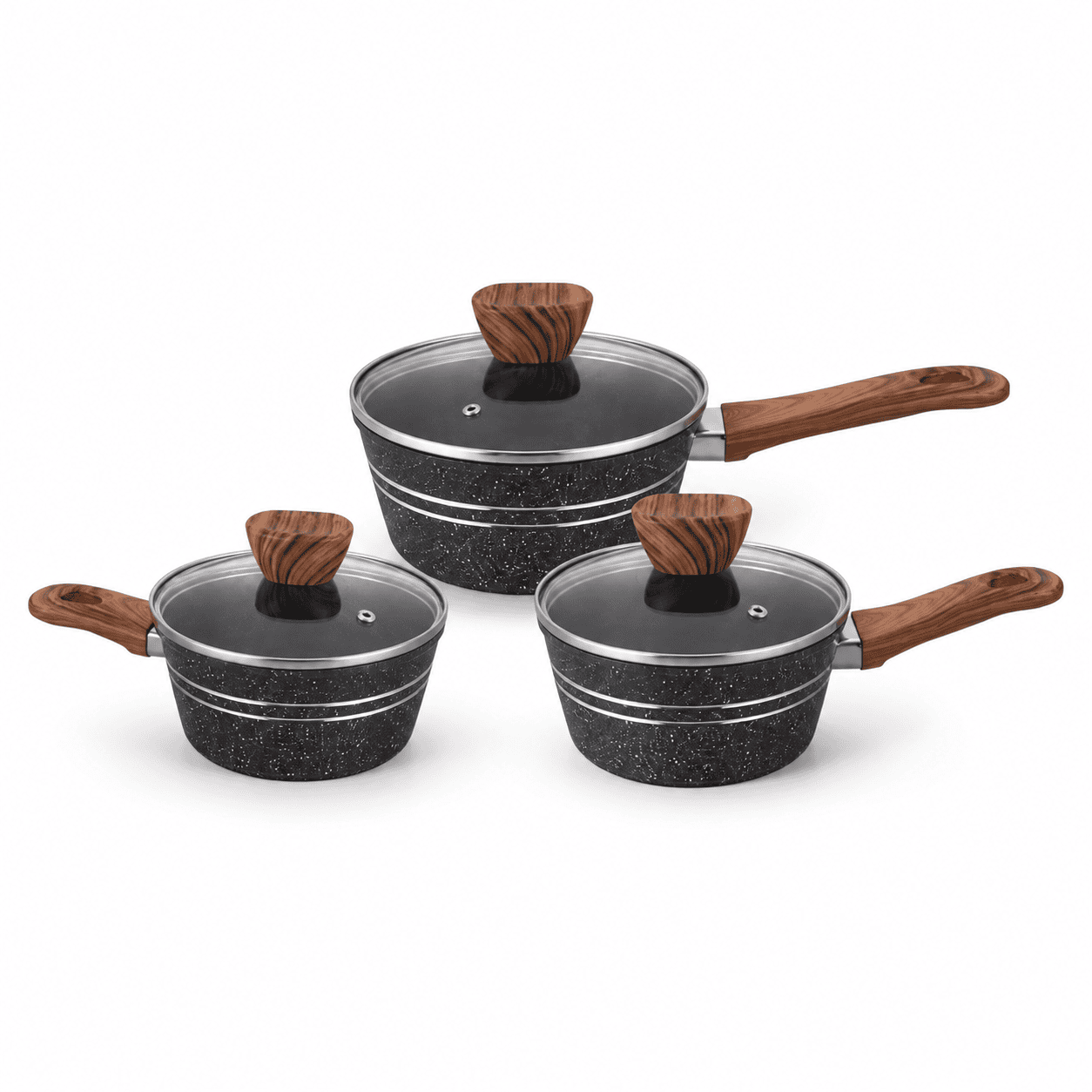 3pc Granit Non-Stick Saucepan Set 
(16cm-18cm-20cm)