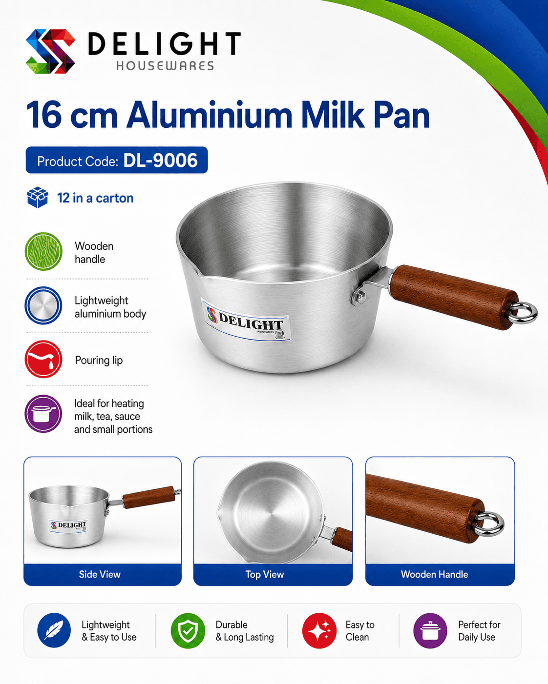 Aluminium Milk Pan - 16 cm thumbnail 2