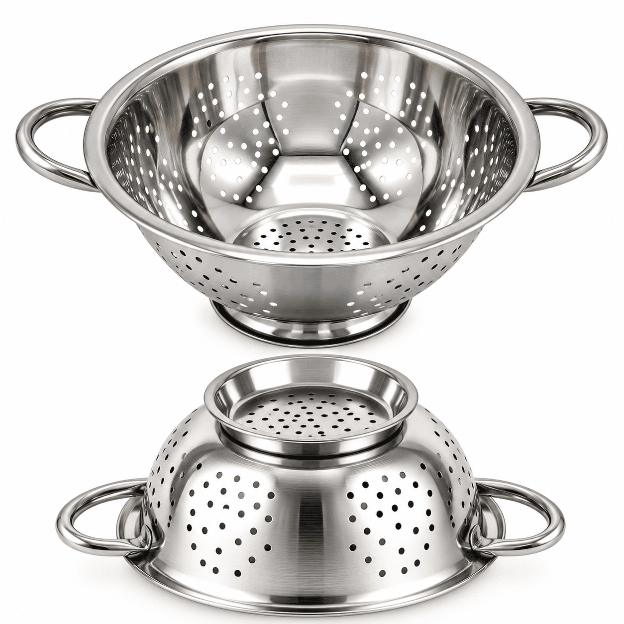 DEEP COLANDER WITH HANDLE AND STAND - 28CM