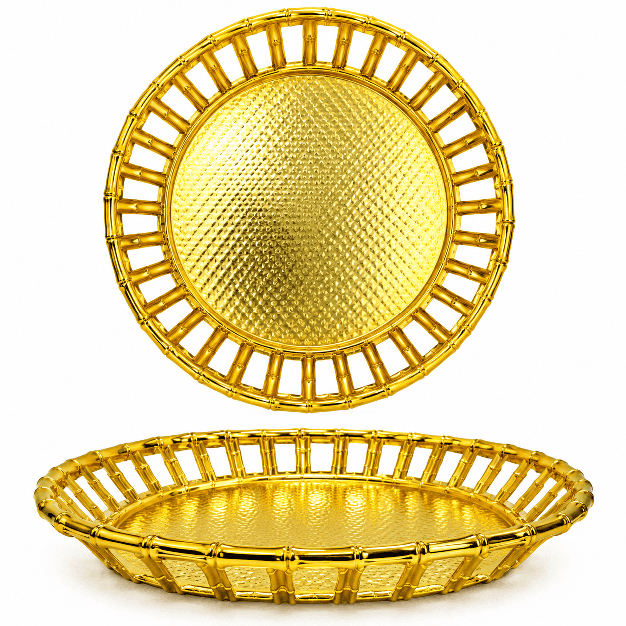 GOLDEN ROUND TRAY 33CMS