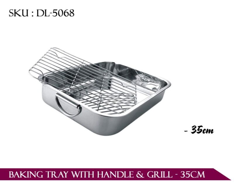 BAKING TRAY WITH HANDLE & GRILL - 35CM *12*